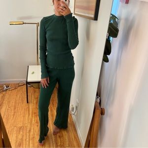 Selva Negra Cotton Rib Set Sabi Pant & Lima Top in Zuccini Size XS NWT Ret $240